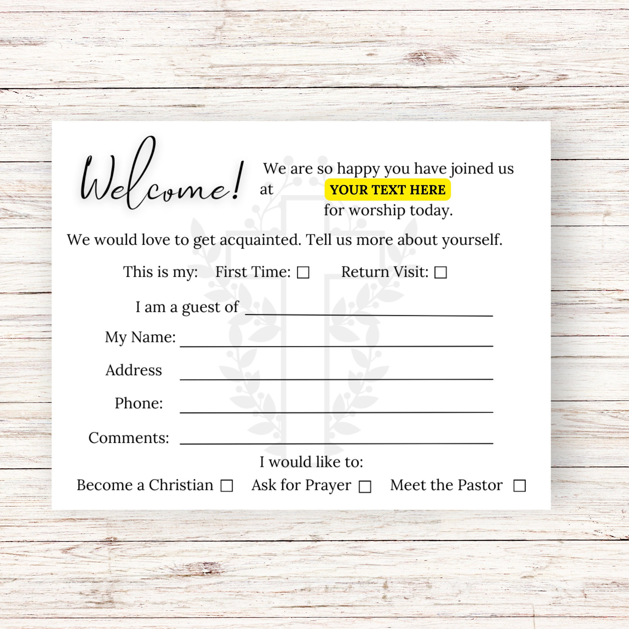 Editable Church Visitor Cards - Church Visitor Cards, Church with FREE Printable Church Visitor Cards