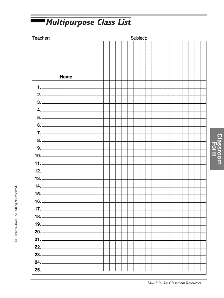 Editable Class List Template Free: Fill Out &amp;amp; Sign Online | Dochub with Free Printable Class List Template