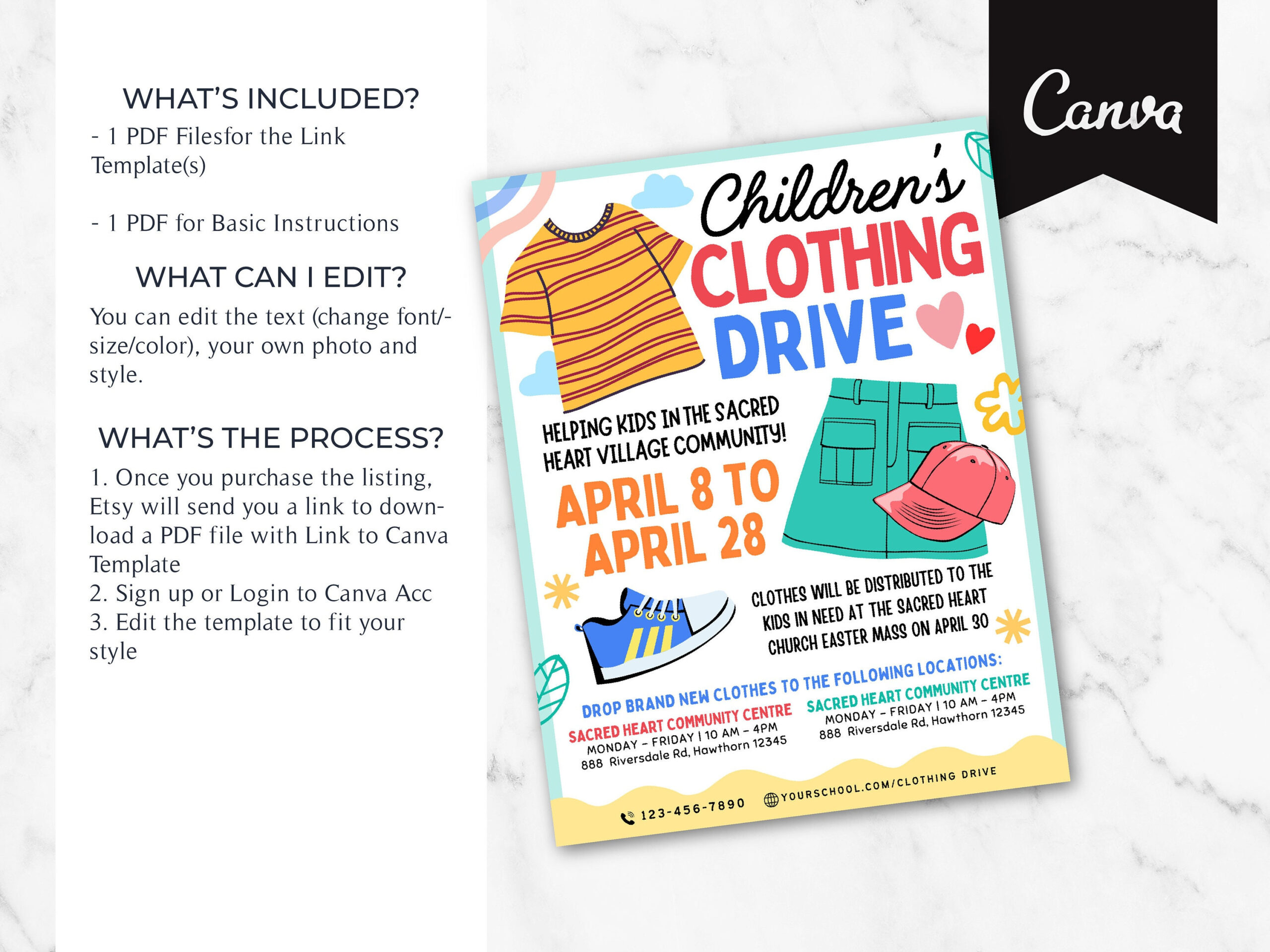 Editable Clothing Drive Flyer, Printable Pta Pto Flyer, School pertaining to Free Printable Clothing Drive Flyer Template