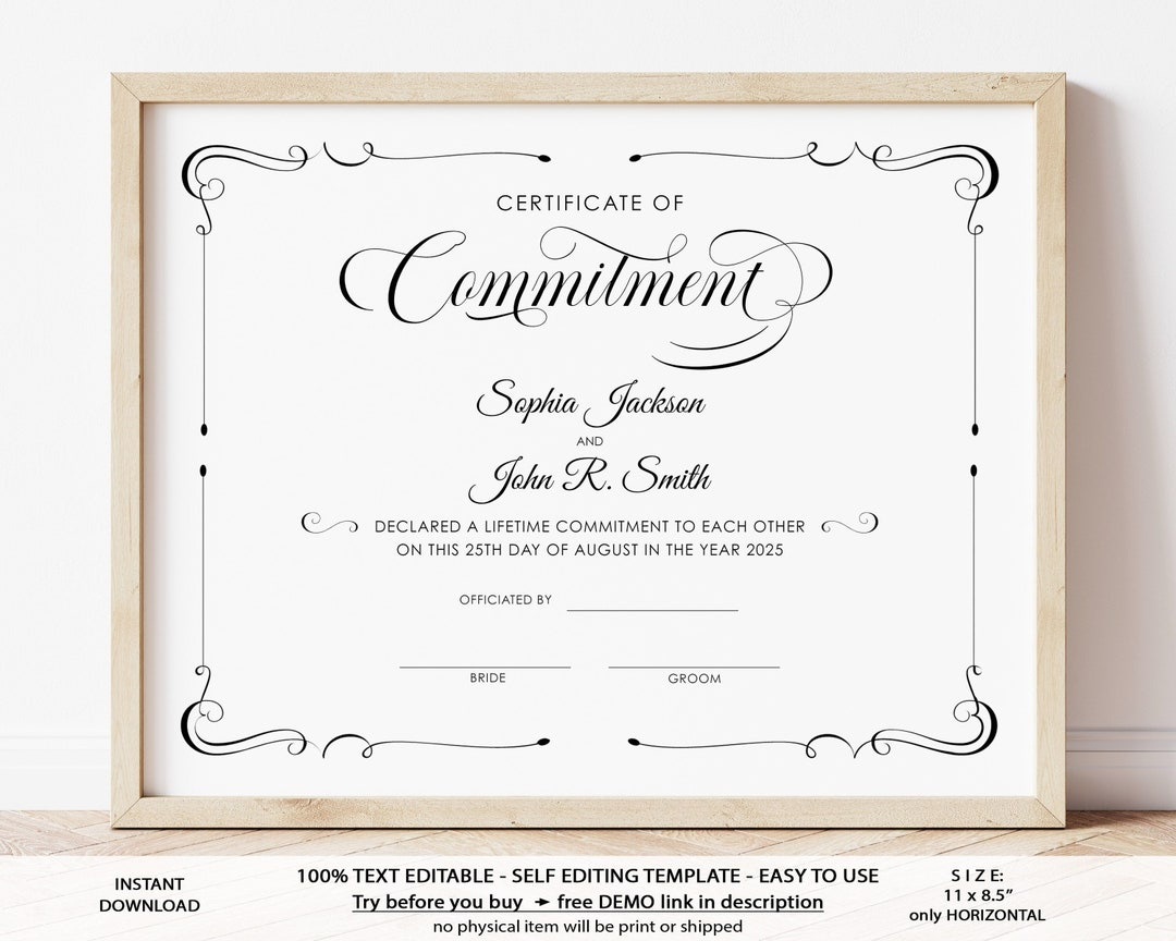 Editable Commitment Certificate Template Outlet Elegant for FREE Printable Certificate of Commitment Template