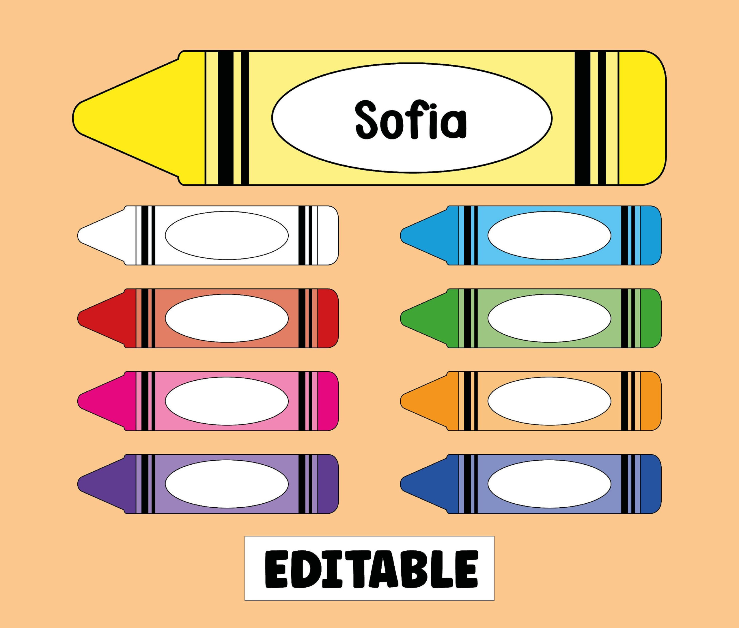 Editable Name Tags For Kids Printable Student Desk Name Plate inside FREE Printable Crayon Name Tags