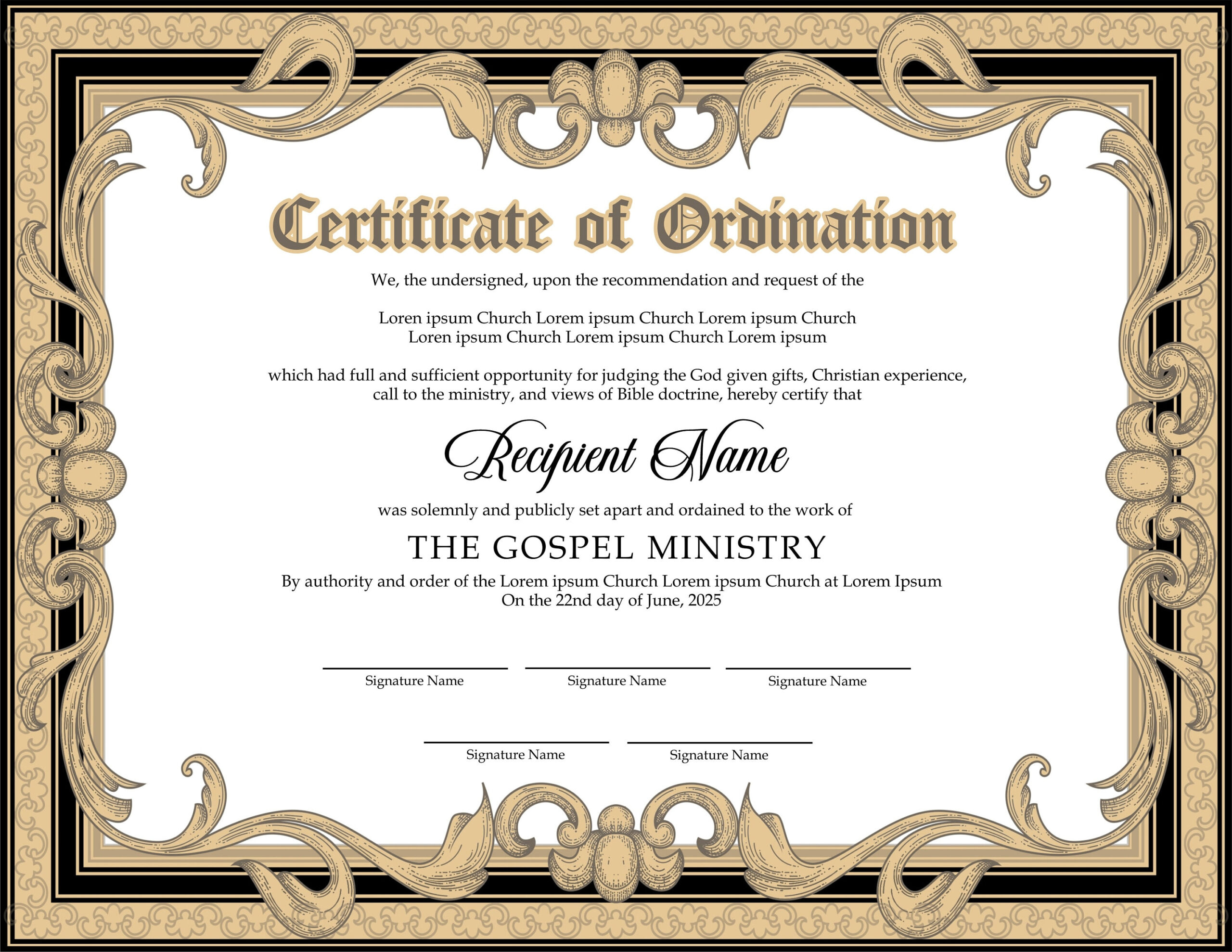 Editable Ordained Minister Certificate Template. Printable intended for Free Printable Certificate Of Ordination Template