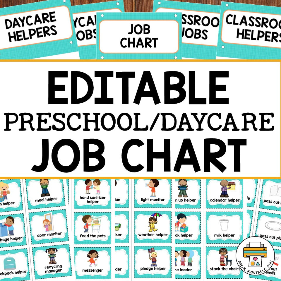 Editable Preschool Job Chart with regard to FREE Printable Classroom Helper Charts