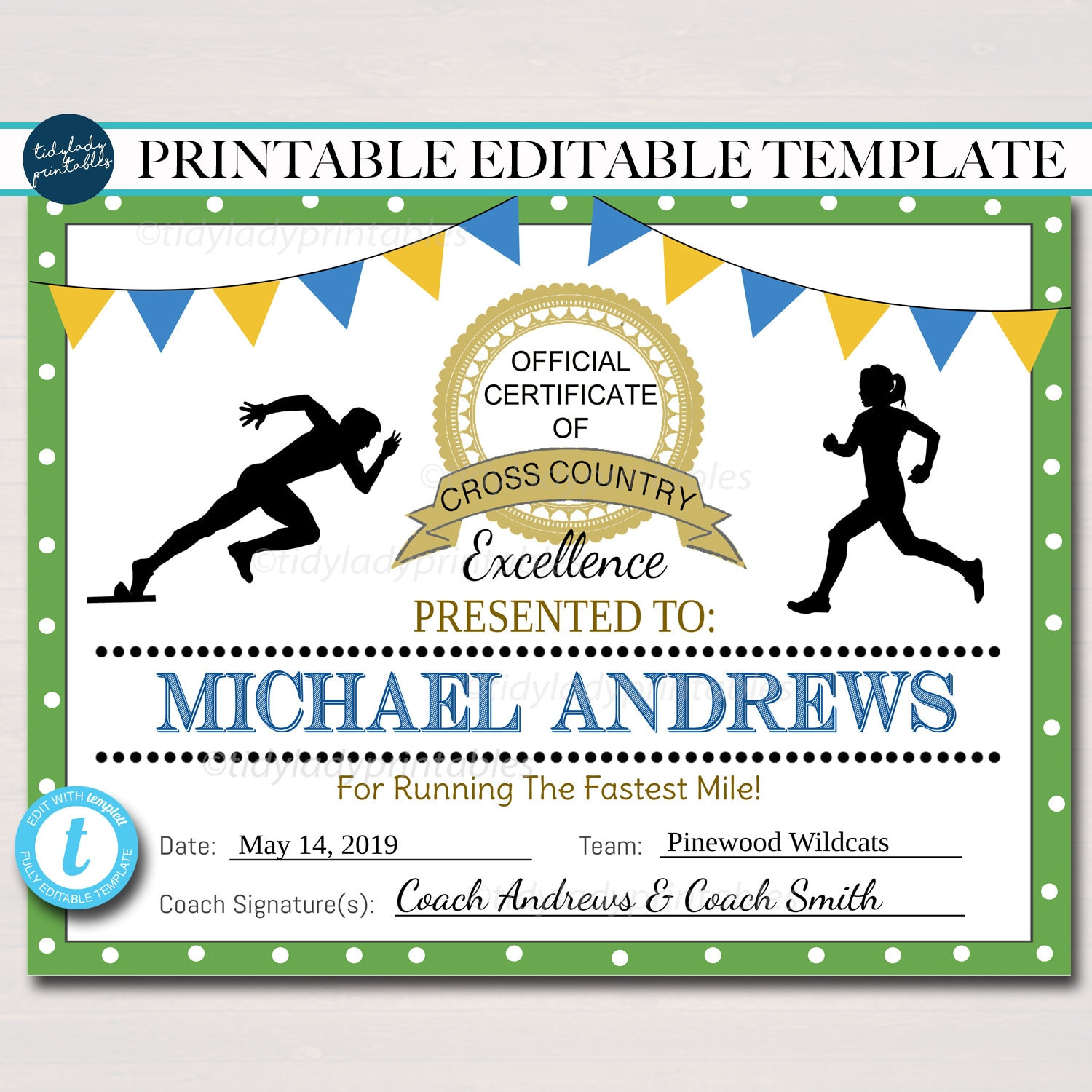 Editierbare Cross Country Award Zertifikate, Sofortiger Download regarding Free Printable Cross Country Certificates