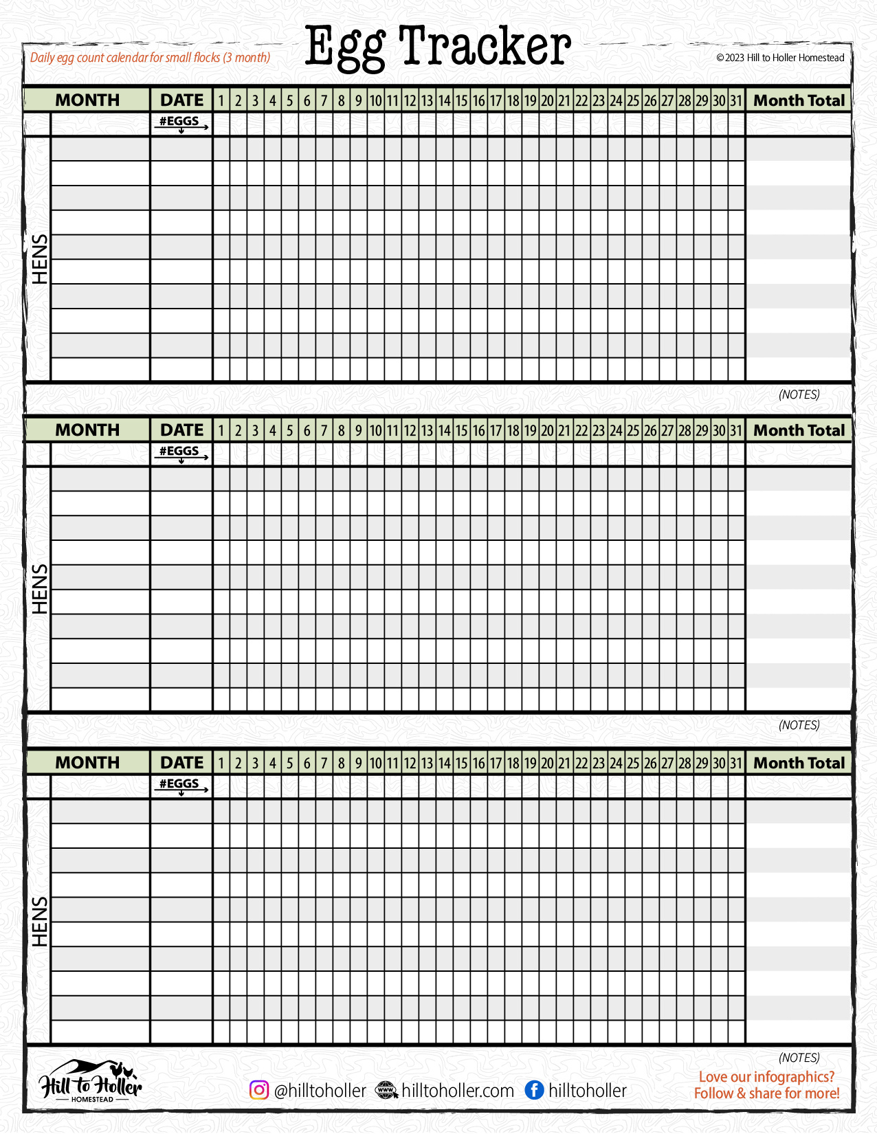 Egg Tracking Calendar - Hill To Holler Homestead intended for Free Printable Chicken Hatching Calendar