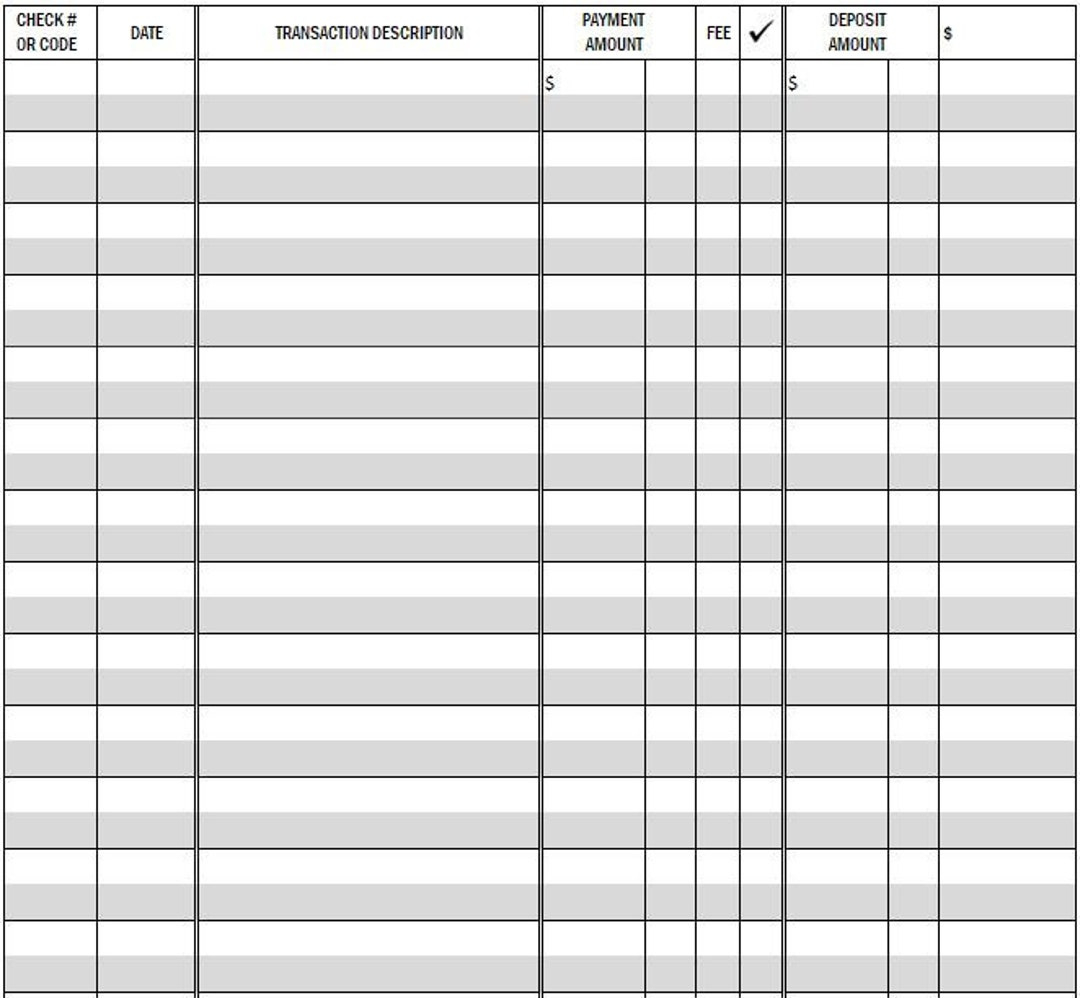 Egp Check Registers For Deskbook Checks, Size in FREE Printable Checkbook Size Register