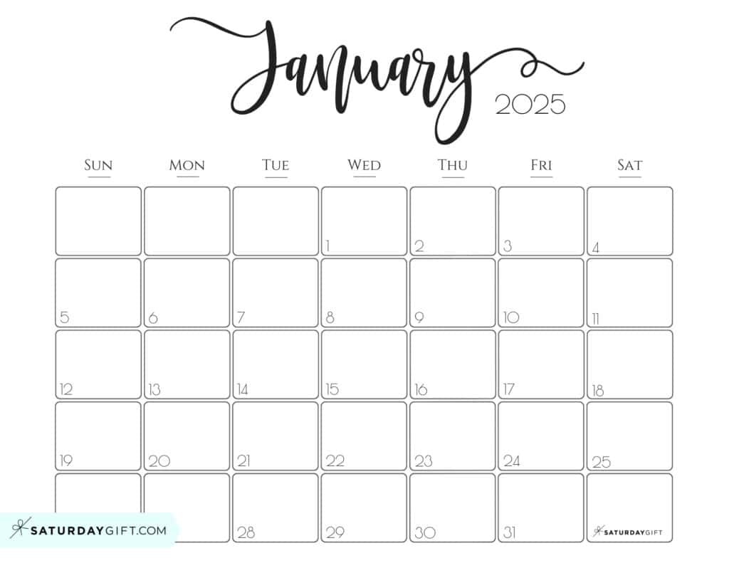 Elegant Printable Calendar 2025Saturdaygift - Readers&amp;#039; Favorite regarding FREE Printable Calendar For 2025