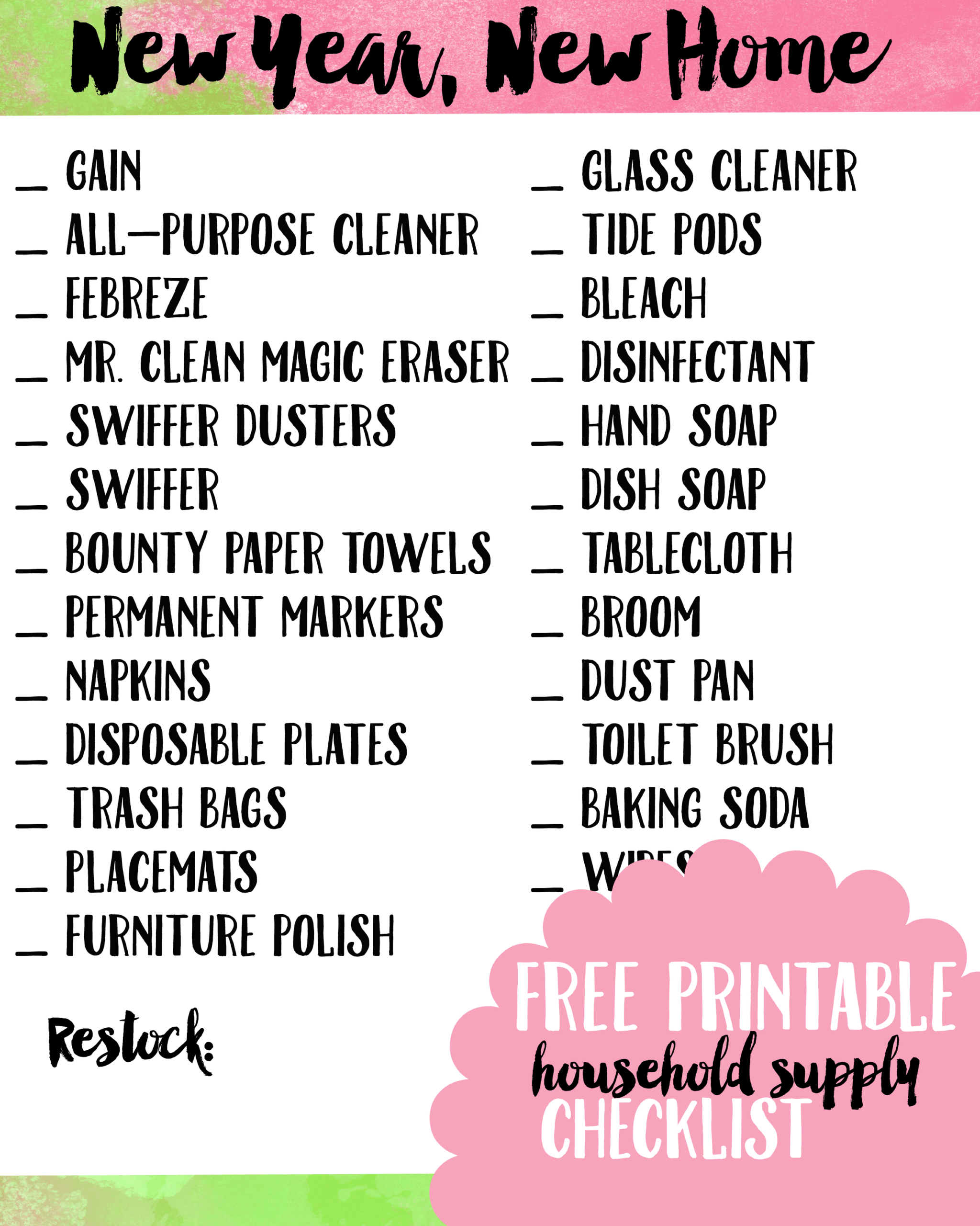 Everyday Essentials Cleaning Printable inside Free Printable Cleaning Supply List