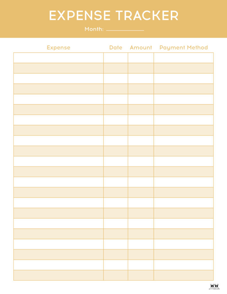 Expense Tracker Printables - 20 Free Options | Printabulls pertaining to Free Printable Business Expense Sheet