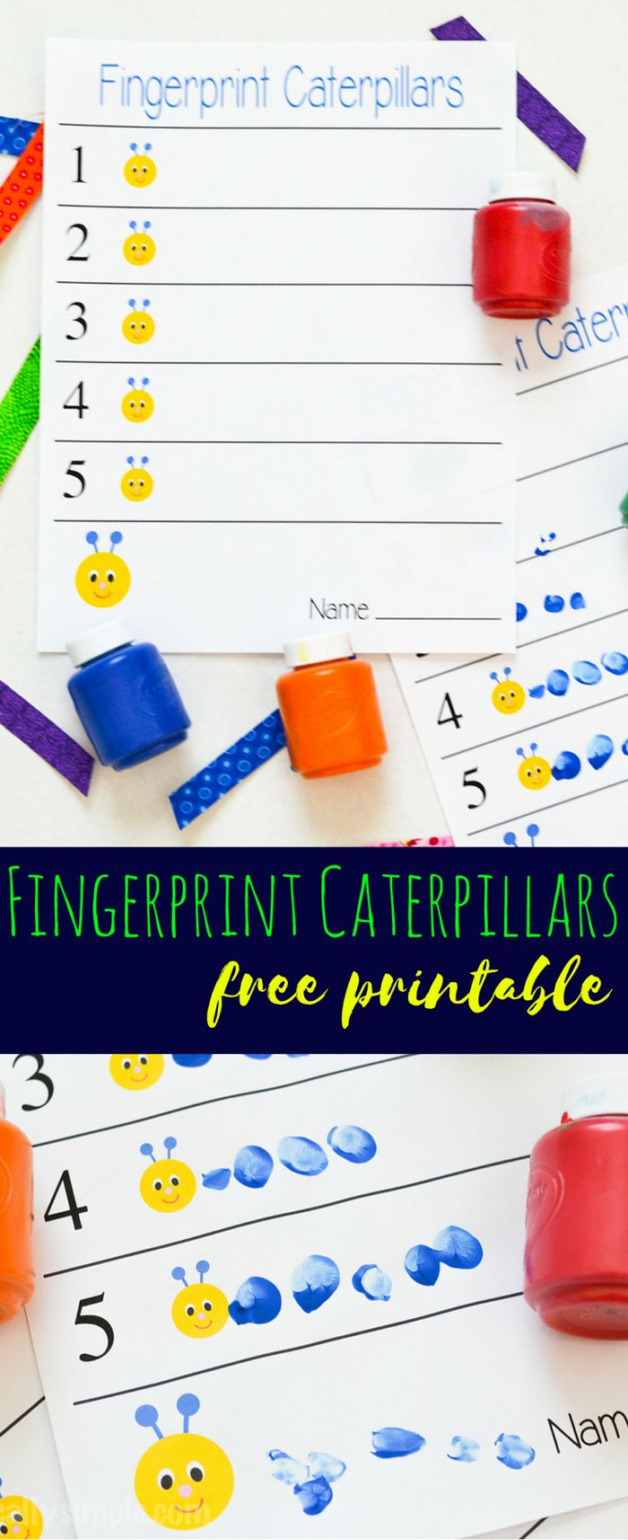 Fingerprint Caterpillars Craft intended for FREE Printable Caterpillar Fingerprint Counting