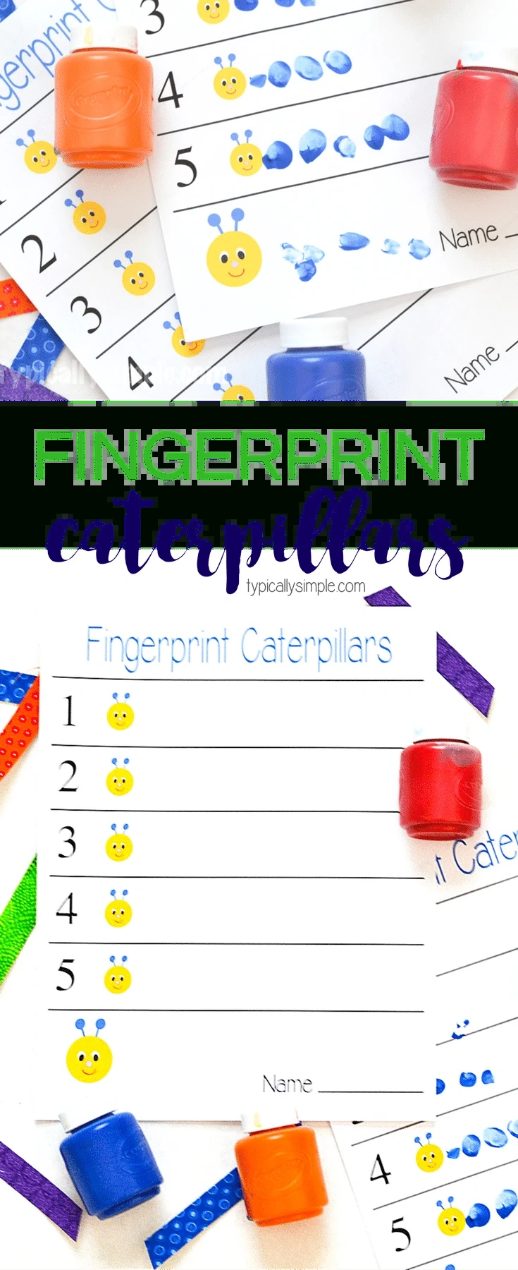 Fingerprint Caterpillars Craft - Typically Simple with regard to FREE Printable Caterpillar Fingerprint Counting