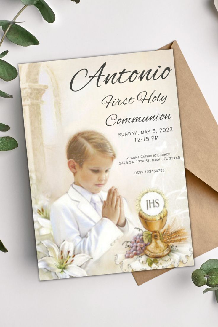 First Holy Communion Invitation Template, Editable First Communion pertaining to FREE Printable Catholic First Communion Cards