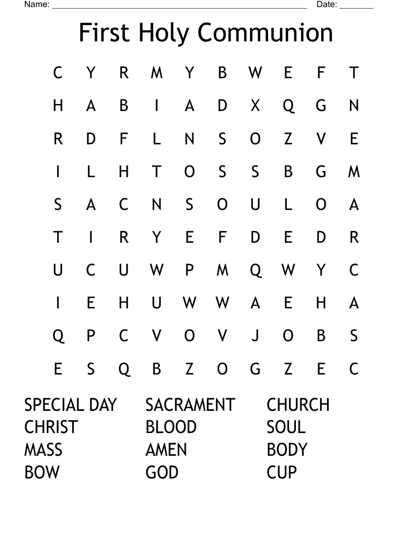 First Holy Communion Word Search - Wordmint within Free Printable Communion Word Search