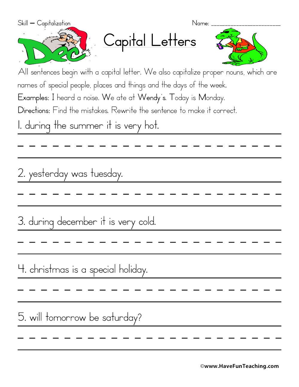 Fixing Capitalization Errors Worksheet - Have Fun Teaching within FREE Printable Capitalization Worksheets For Kindergarten