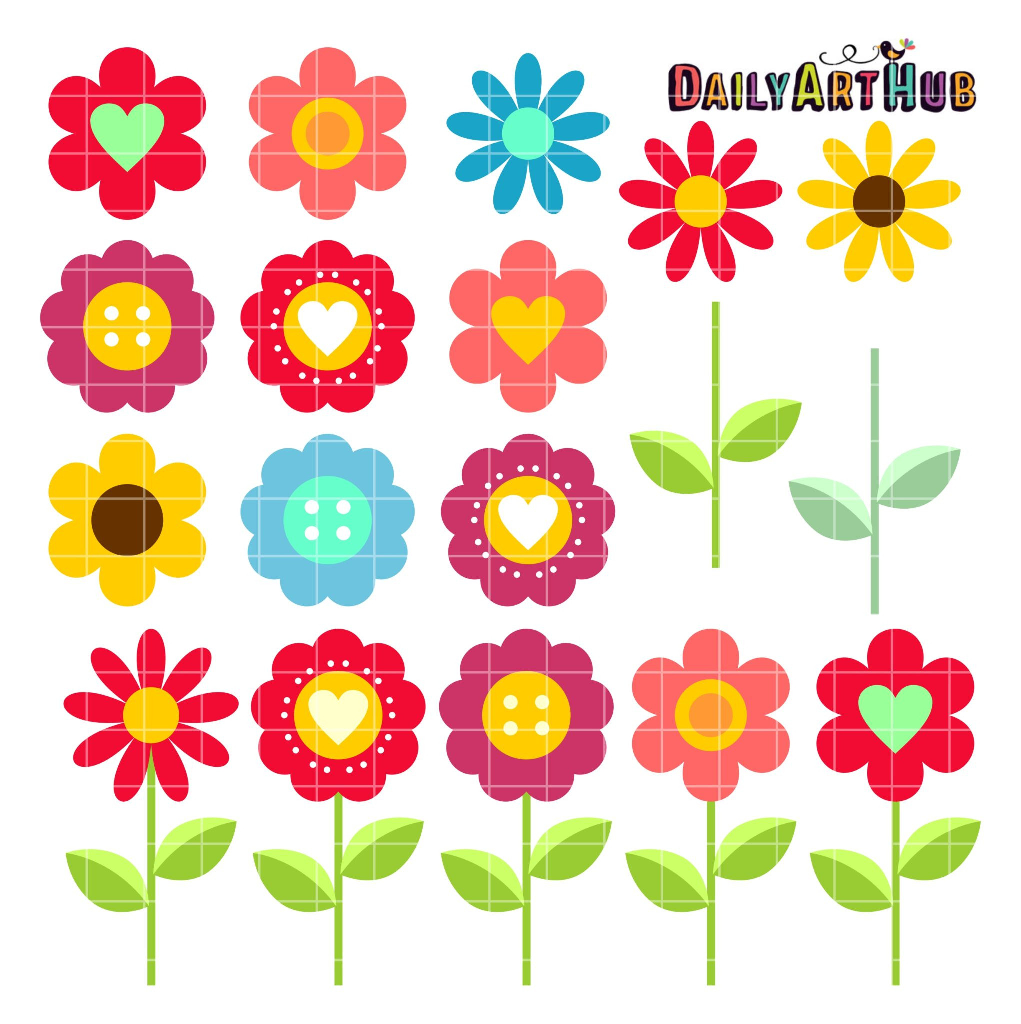 Flower Blooms Clip Art Set – Daily Art Hub // Graphics, Alphabets pertaining to Free Printable Clipart Of Flowers