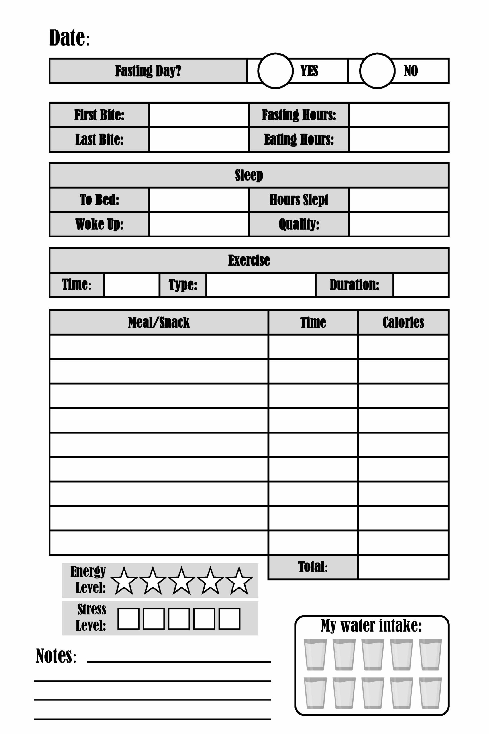 Food Diary Template | Free Printable | Track Food And Water Intake throughout FREE Printable Carb and Calorie Counter