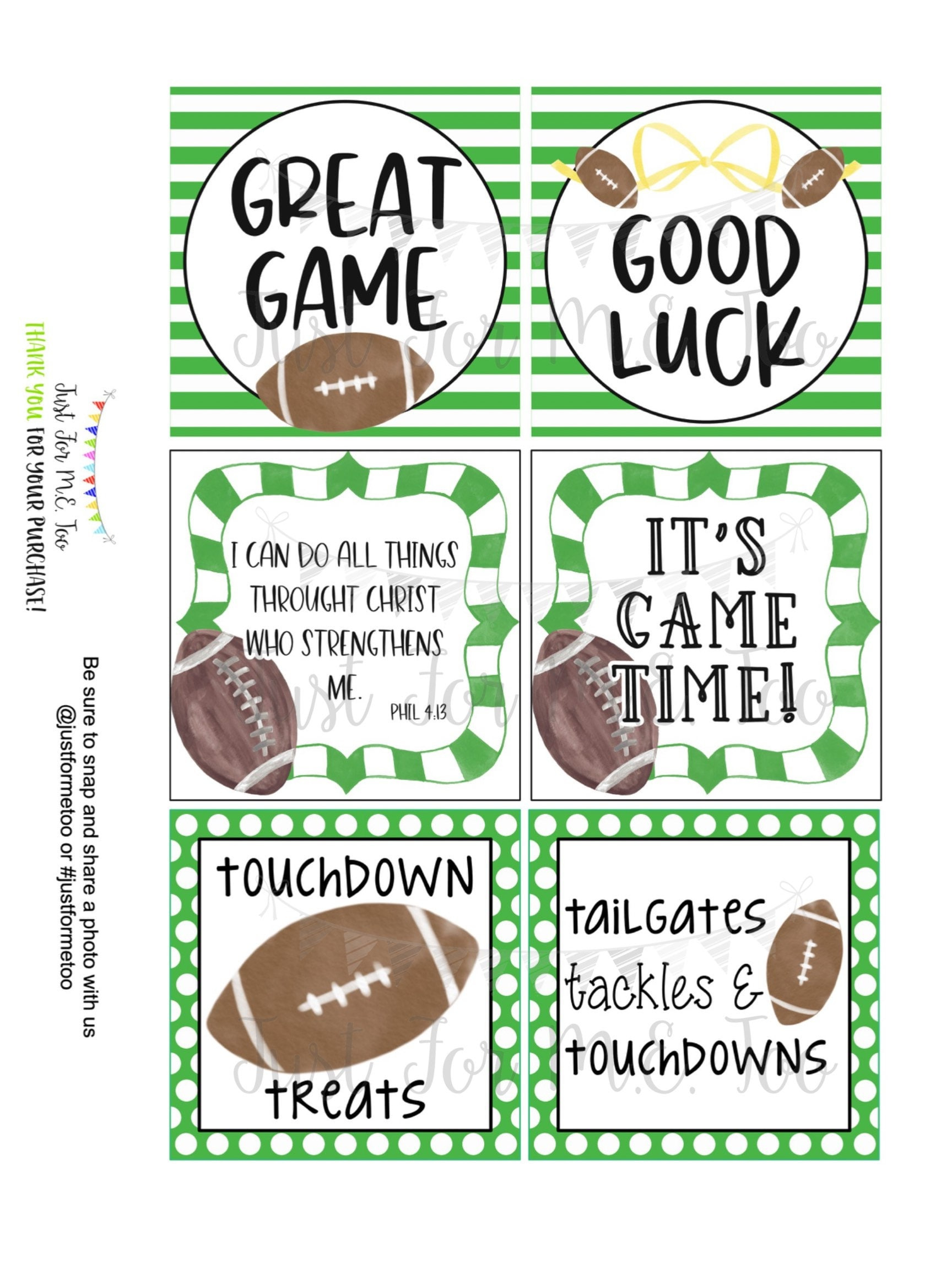 Football Printable Tags, Instant Download, Cheerleading Tags intended for Free Printable Cheerleader Gift Tags