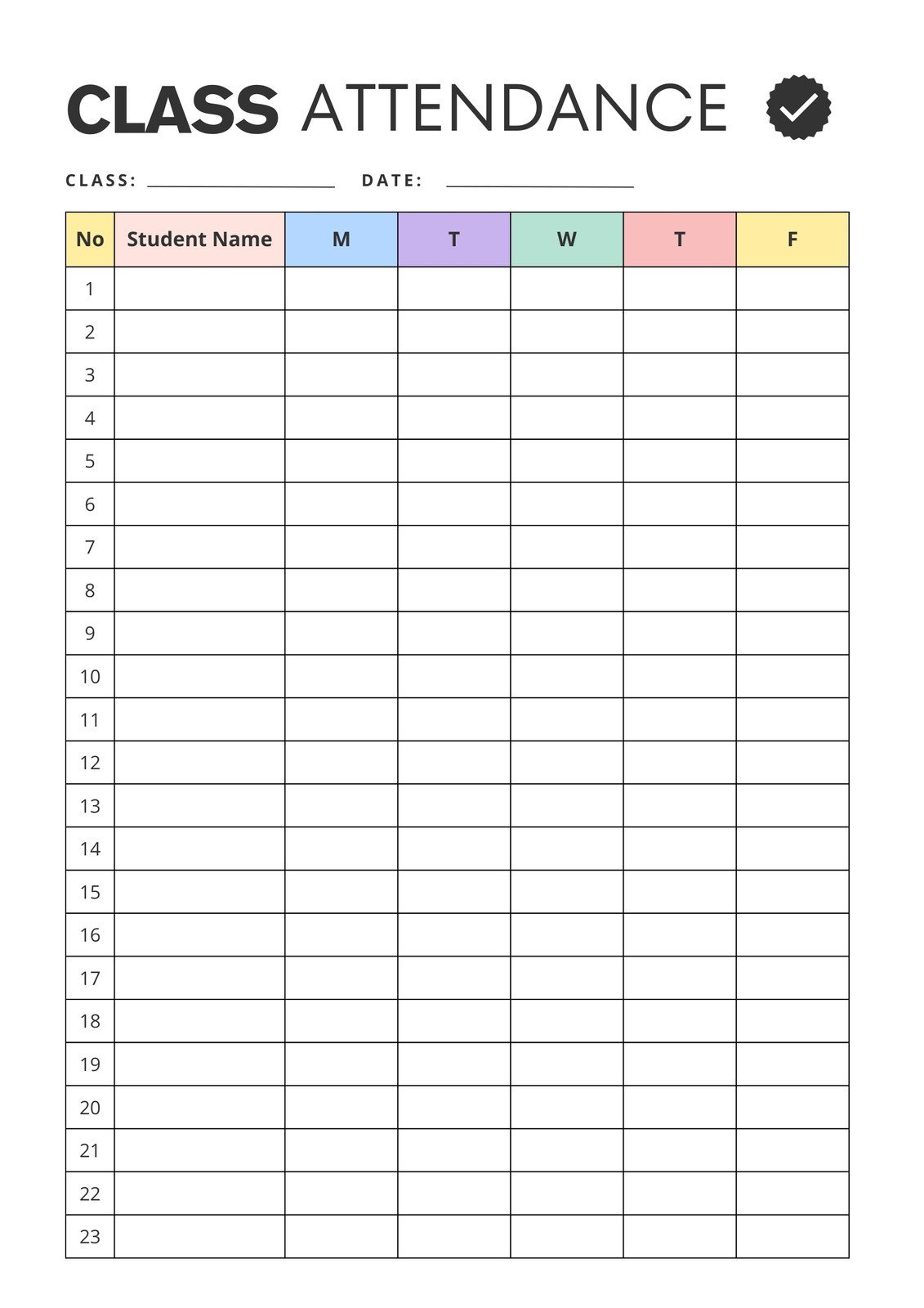 Free And Customizable Attendance Templates pertaining to Free Printable Class Attendance Sheet