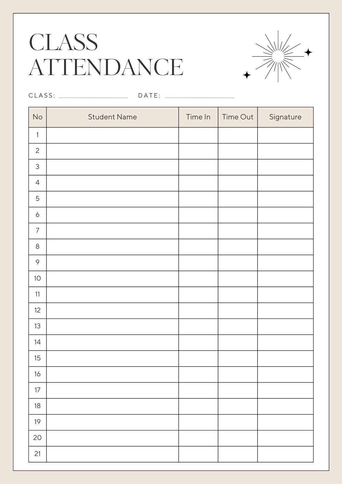Free And Customizable Attendance Templates with FREE Printable Class Attendance Sheet