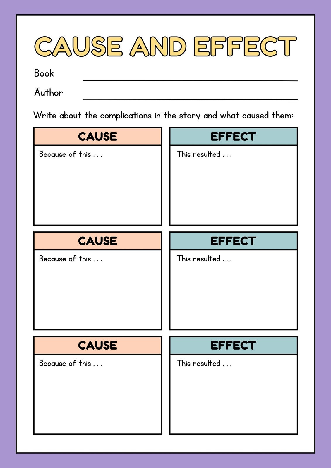 Free And Customizable Cause And Effect Templates | Canva with regard to Free Printable Cause And Effect Worksheets