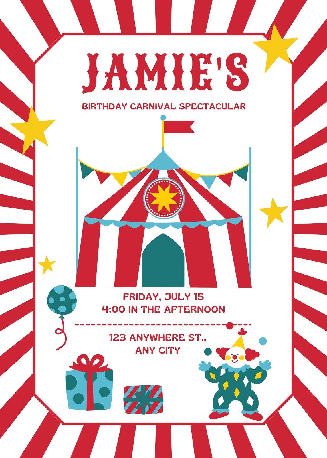 Free And Customizable Circus Templates | Canva with FREE Printable Circus Invitation Templates