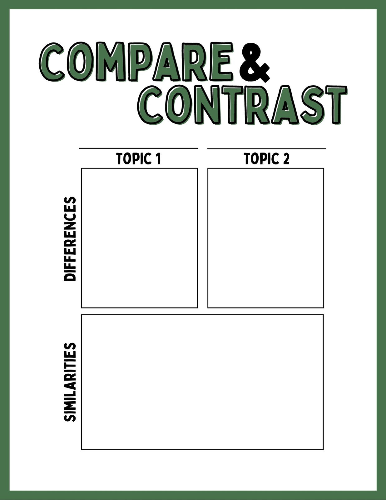 Free And Customizable Compare And Contrast Templates | Canva for Free Printable Compare And Contrast Worksheets