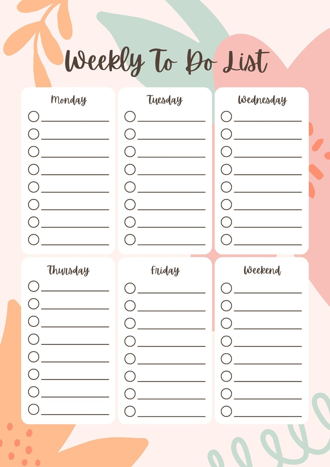 Free And Customizable To Do List Templates in FREE Printable Calendar to Do List