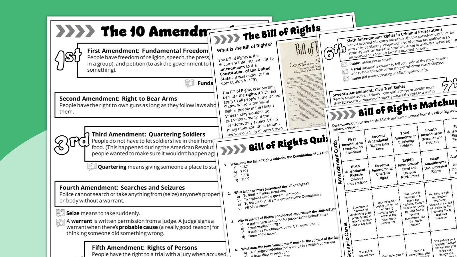 Free Bill Of Rights Worksheet Bundle inside FREE Printable Copy of the Bill of Rights