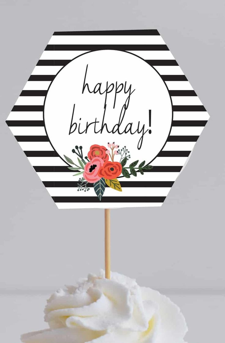 Free Black And White Cupcake Toppers Printables throughout Free Printable Cake Topper Templates