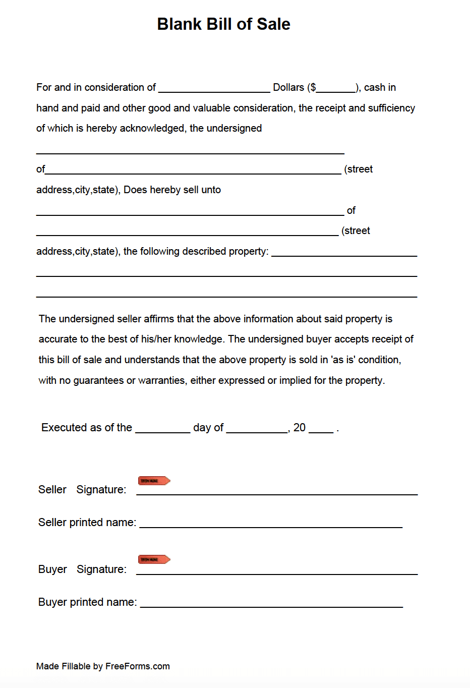 Free Blank Bill Of Sale Form | Pdf pertaining to Free Printable Copy Of Bill Of Sale