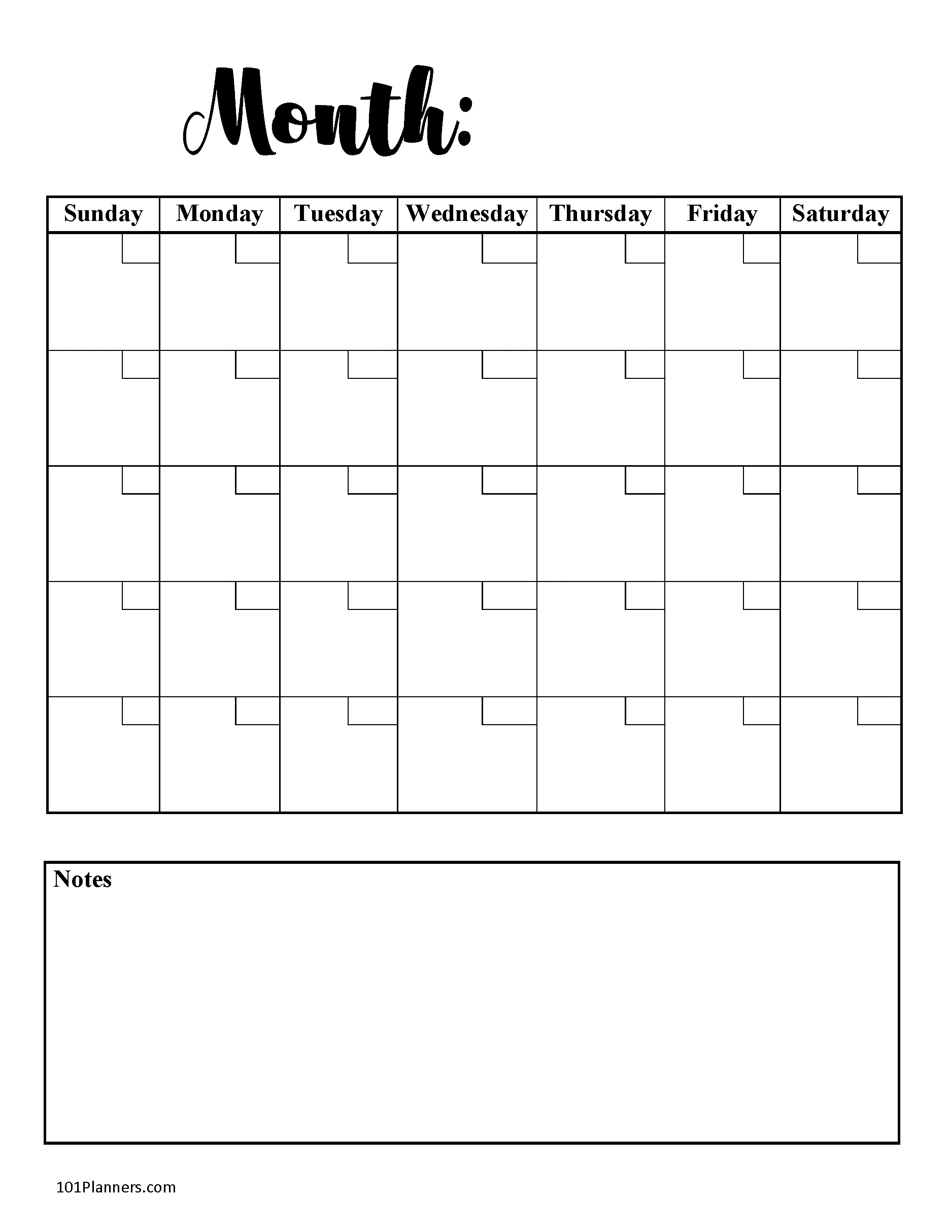 Free Blank Calendar Templates | Word, Excel, Pdf For Any Month with Free Printable Calendar With Notes Section