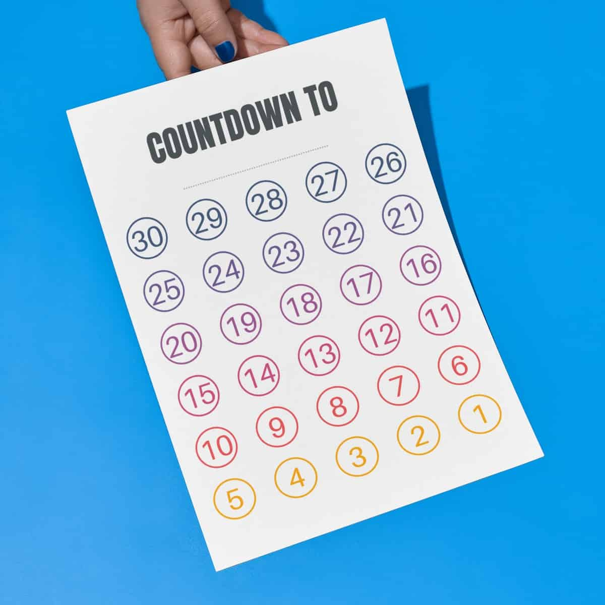 Free Blank Countdown Calendar Printable in Free Printable Countdown Calendar Template