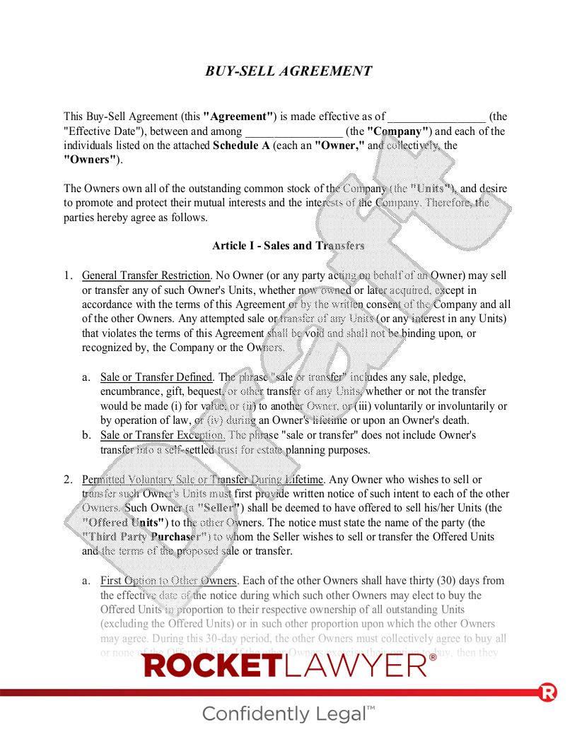 Free Buy-Sell Agreement Template &amp;amp; Faqs - Rocket Lawyer throughout FREE Printable Buy Sell Agreement