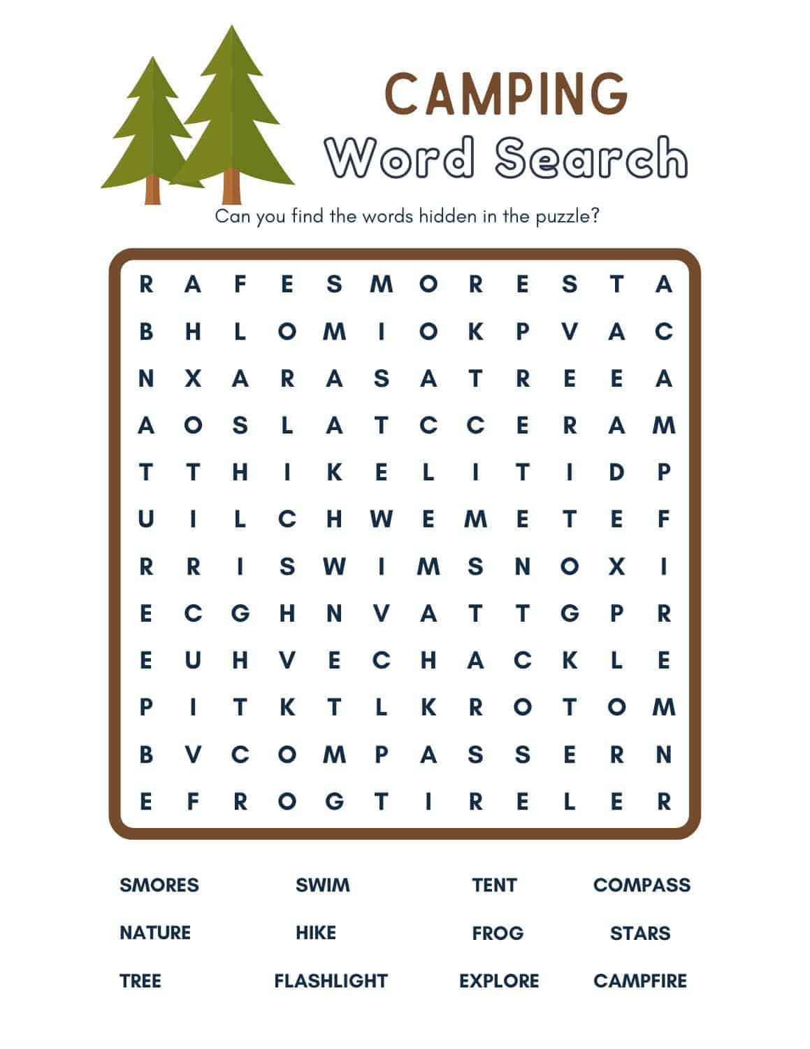 Free Camping Word Search Printables (Easy And Hard) - Fox Farm Home within FREE Printable Camping Word Search