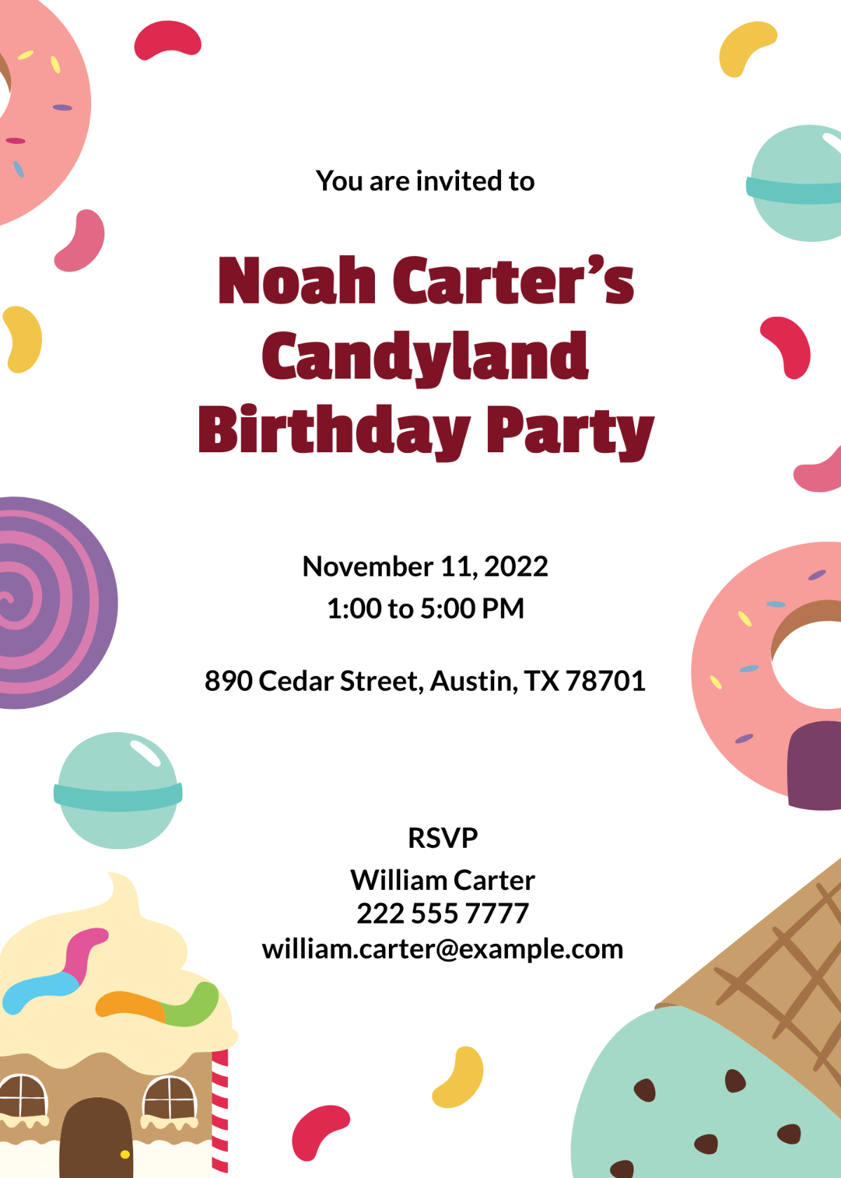 Free Candyland Birthday Invitation Template To Edit Online with Free Printable Candyland Birthday Invitations