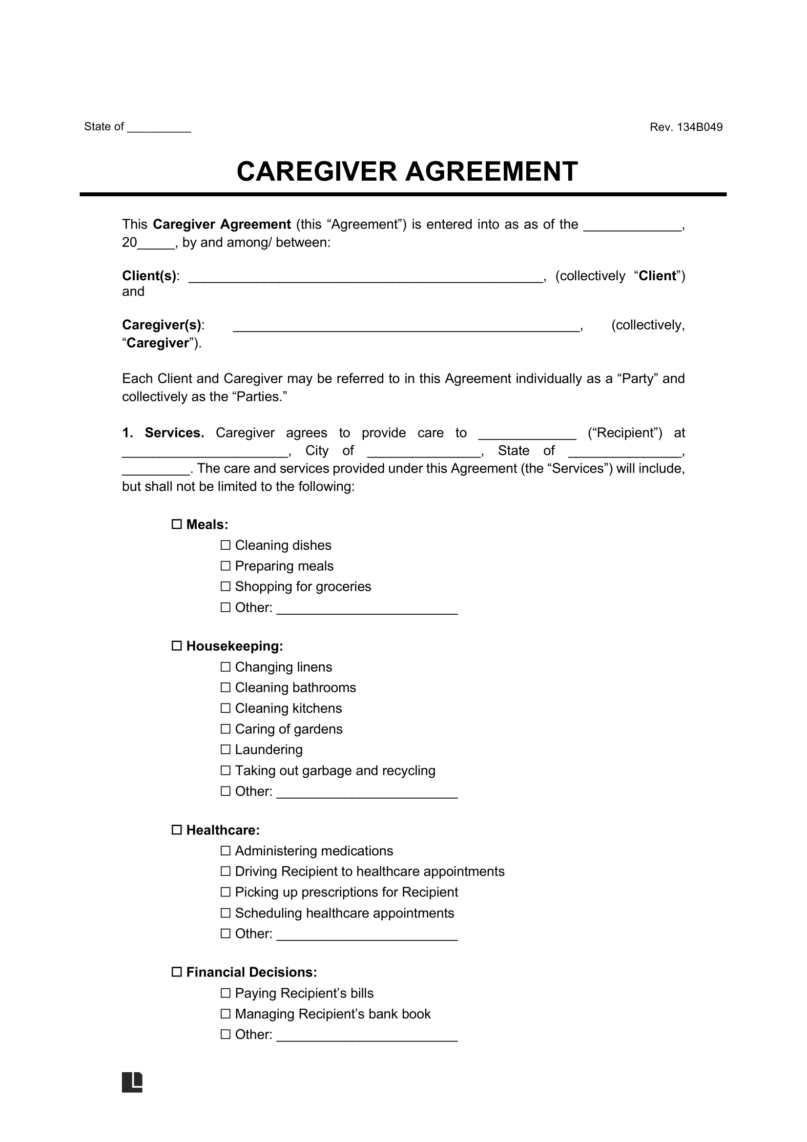 Free Caregiver Contract Template | Pdf &amp;amp; Word in Free Printable Caregiver Forms For Elderly