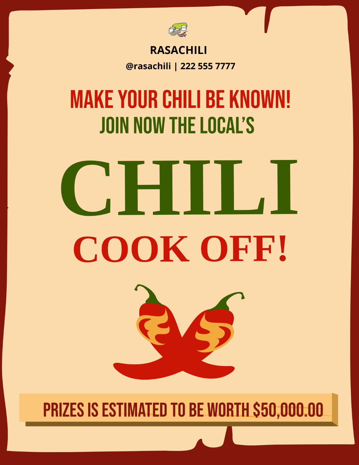 Free Chili Cook Off Flyer Templates, Editable And Printable within FREE Printable Chili Cook Off Flyers