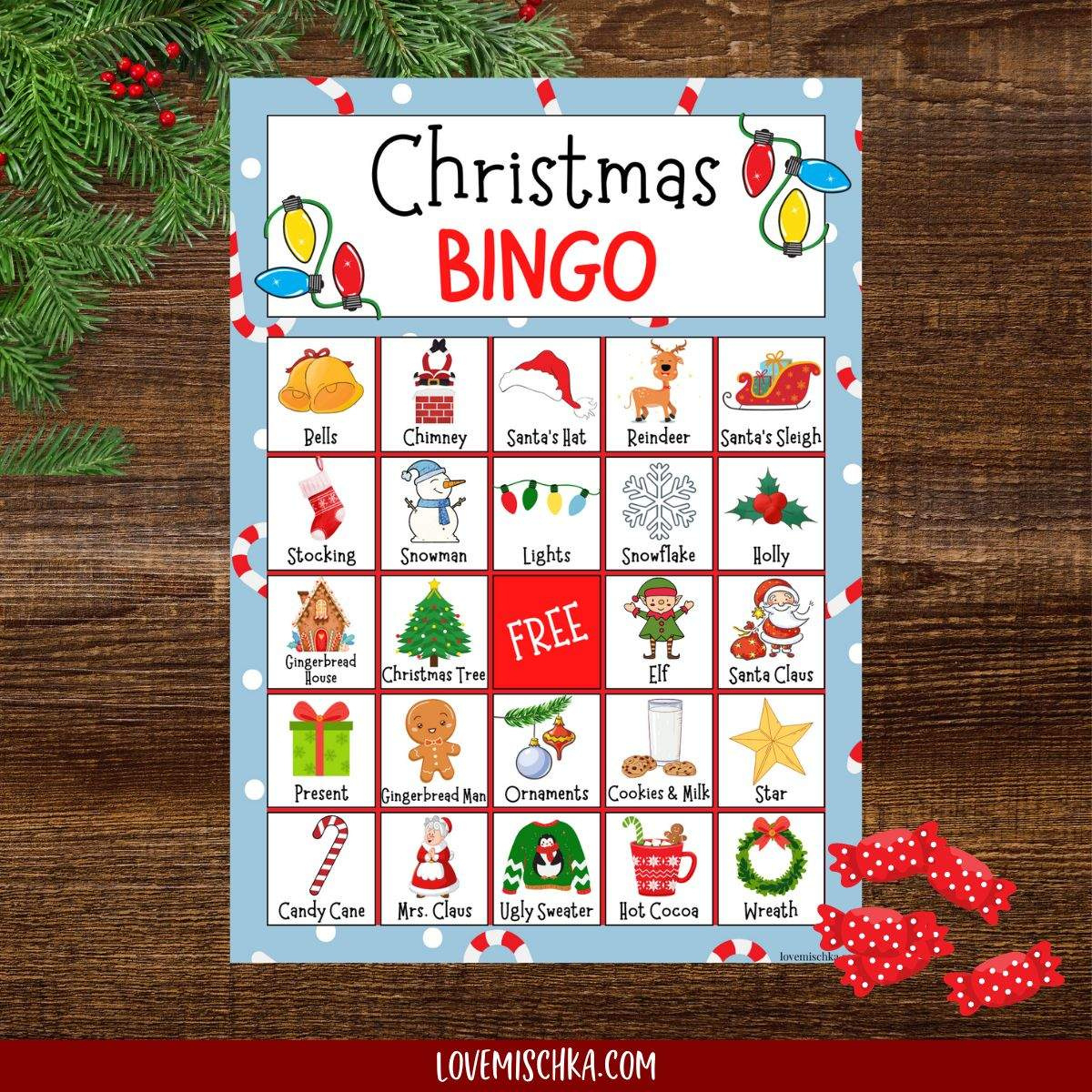 Free Christmas Bingo Printable - Love Mischka intended for FREE Printable Christmas Bingo For Adults