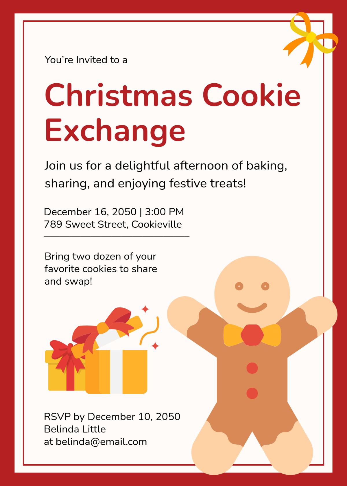 Free Christmas Cookie Exchange Invitation Template To Edit Online inside Free Printable Christmas Cookie Exchange Invitations