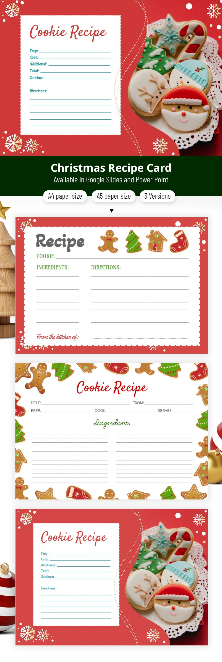 Free Christmas Cookie Recipe Template In Google Slides And with regard to FREE Printable Christmas Recipe Card Template