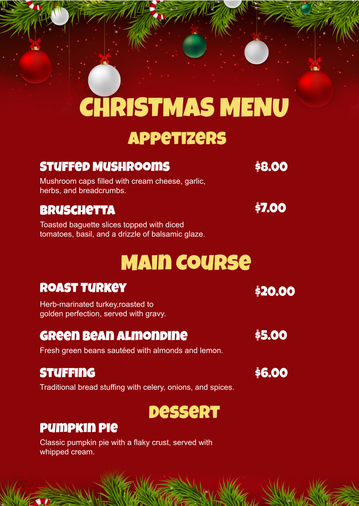Free Christmas Menu Templates, Editable And Printable for Free Printable Christmas Menu Templates