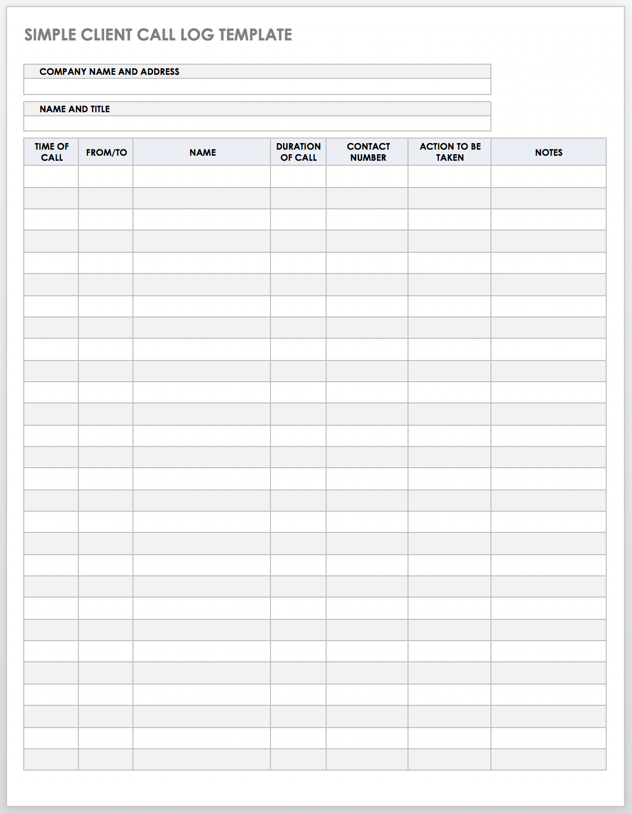 Free Client Call Log Templates | Smartsheet throughout Free Printable Call Log Sheet