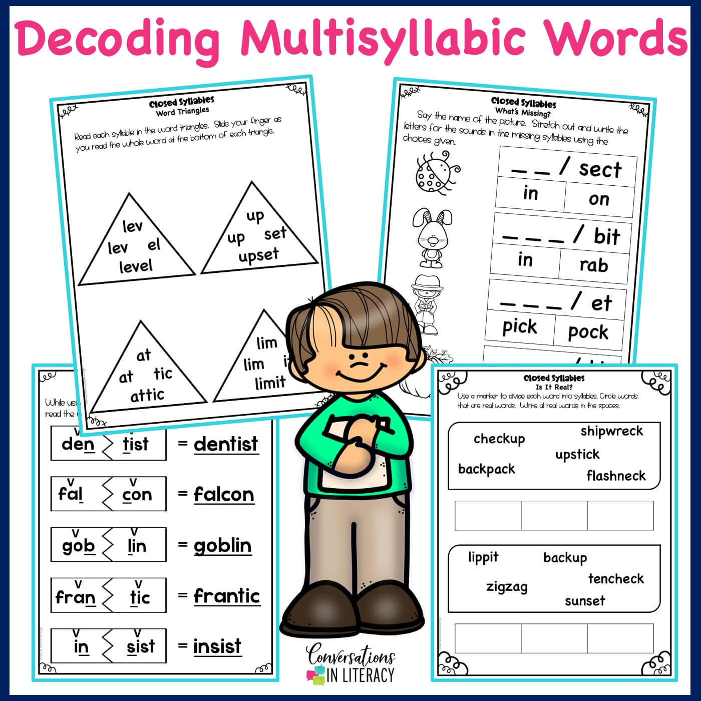 Free Closed Syllables Decoding Multisyllabic Words Activities within FREE Printable Closed Syllable Worksheets