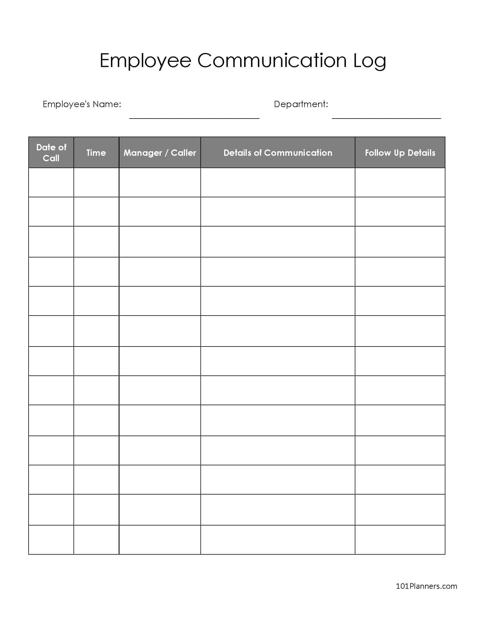 Free Communication Log Template | Word, Excel Or Pdf pertaining to FREE Printable Communication Log Template