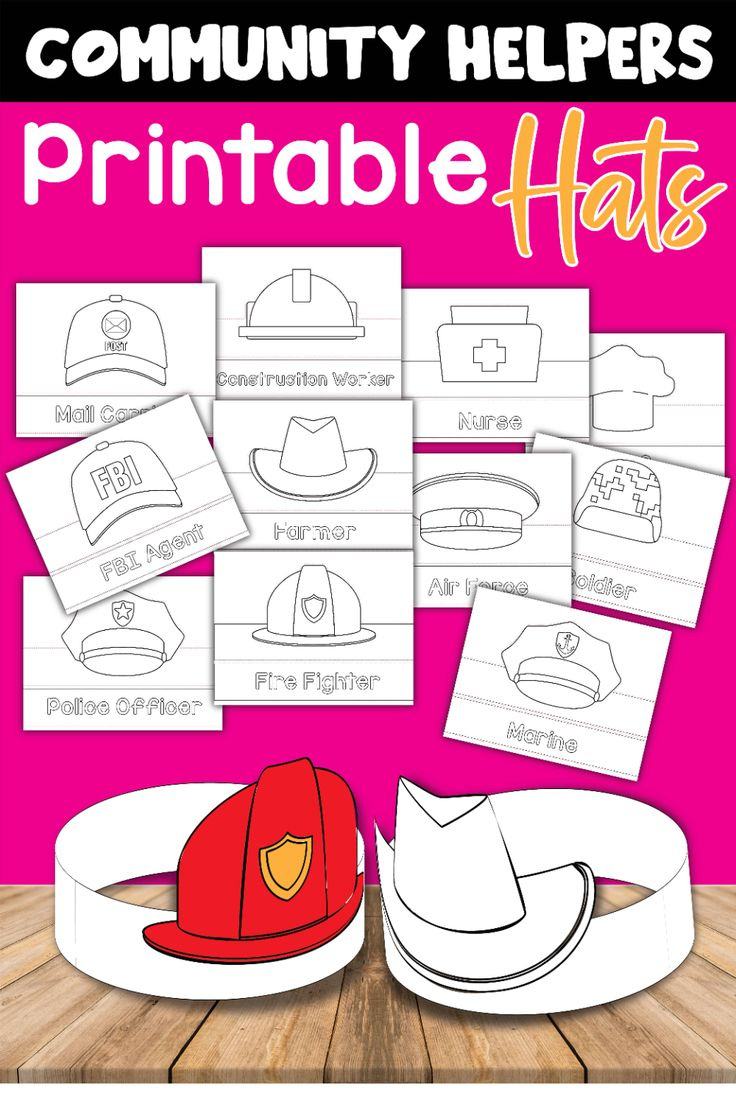 Free Community Helpers Hats with Free Printable Community Helper Hats Printable