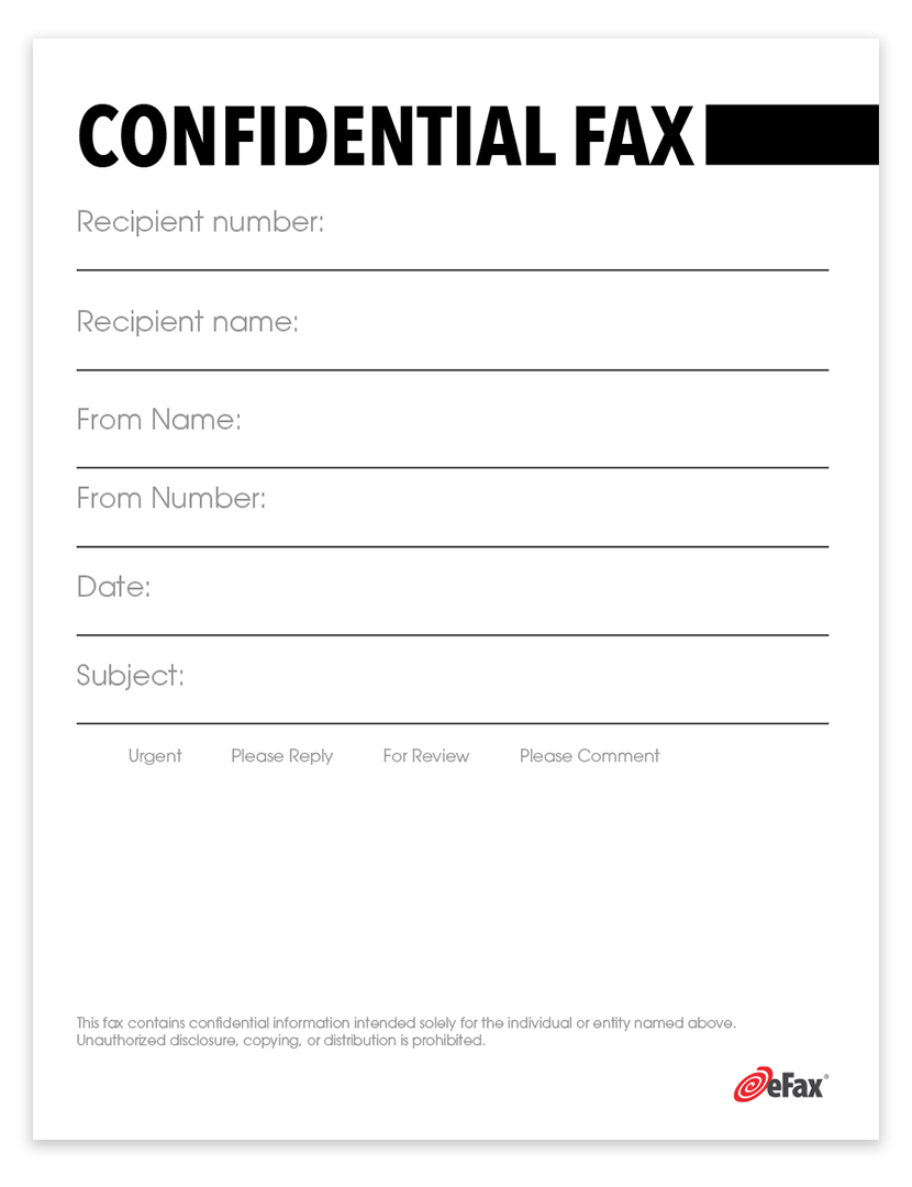 Free Confidential Fax Cover Sheets | Efax intended for Free Printable Confidential Cover Sheet
