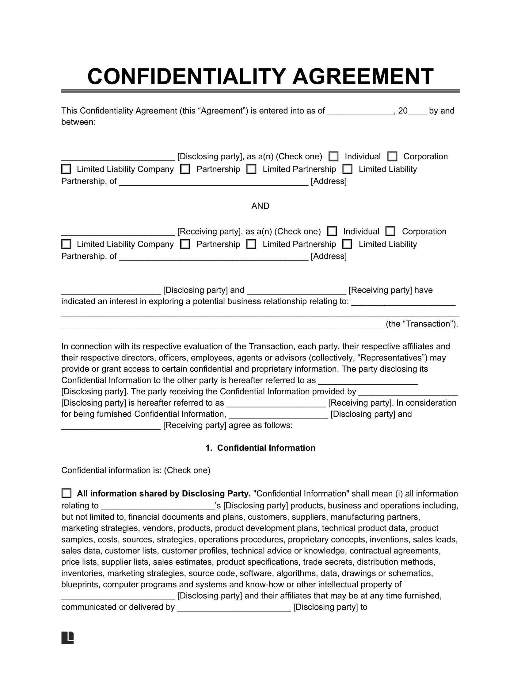 Free Confidentiality Agreement Template | Pdf &amp;amp; Word throughout FREE Printable Confidentiality Agreement Form