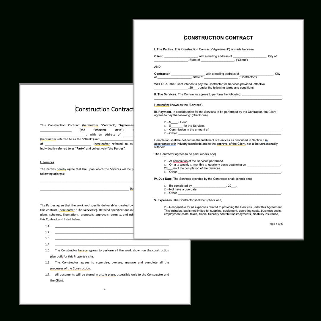 Free Construction Contract Template - Planyard for Free Printable Construction Contracts Forms