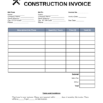 Free Construction Invoice Template - Pdf | Word – Eforms in Free Printable Construction Invoice Template