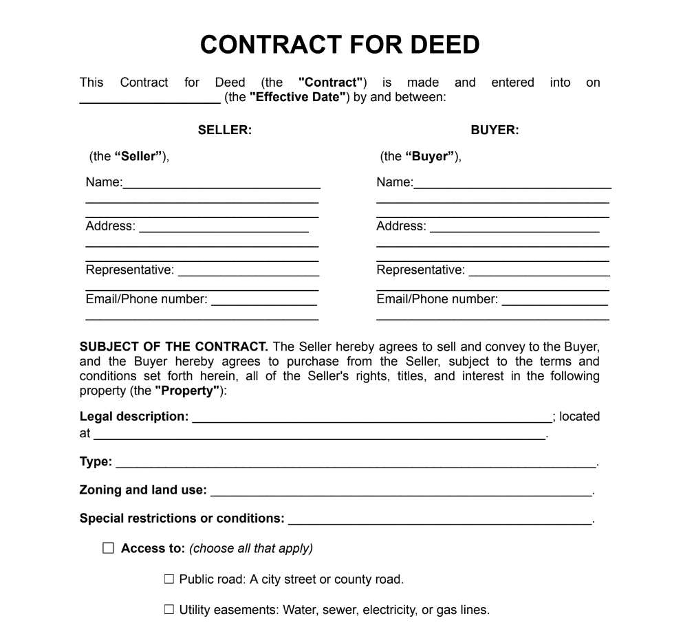 Free Contract For Deed Template | Pdf, Word | Jurizmo intended for Free Printable Contract For Deed Forms